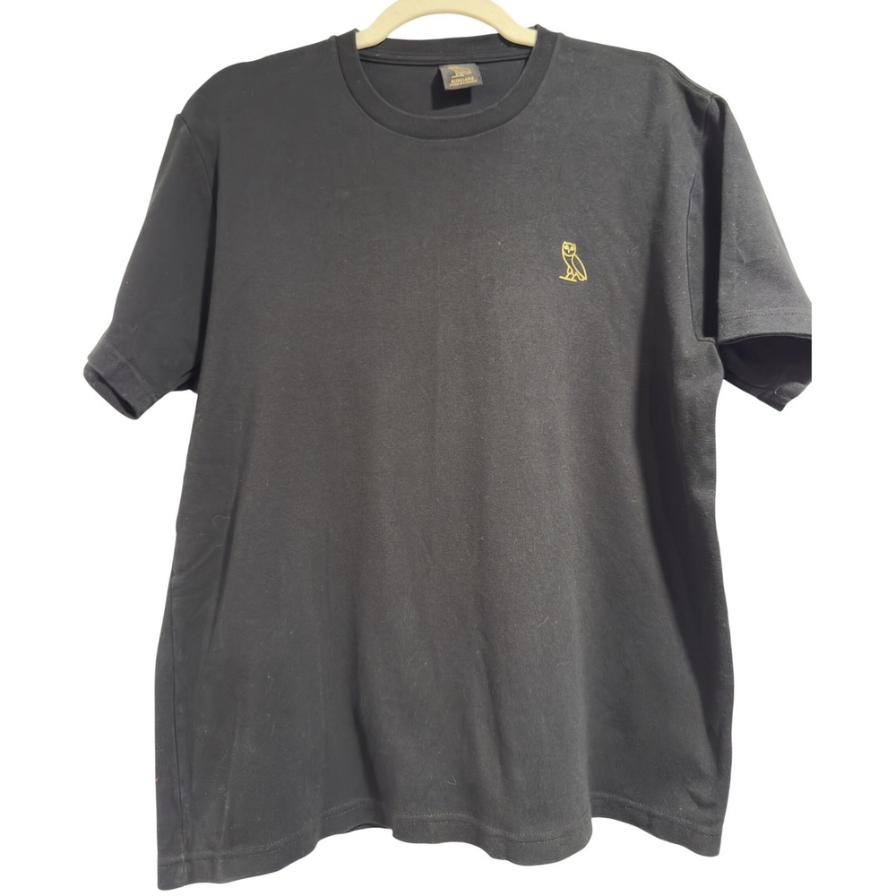 OVO October's Very Own Black Gold Owl Logo T-Shirt Womens XL Made in Canada‎